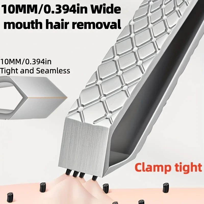 Depiladora de Acero Inoxidable de 10 mm de Apertura Ancha, Mango Ergonómico, Apertura Grande de Precisión para Hombres y Mujeres