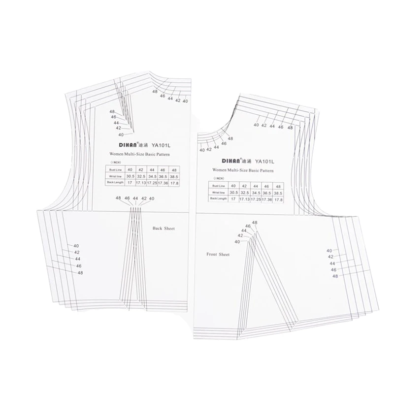 1:1 Basic Inch Sewing Pattern L Size Fashion Women Prototype Full Scale Clothing Design Rulers Template Apparel Pattern Making