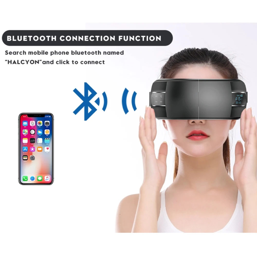 Eye Massage Equipment Three-Layer Airbag 6D Massage Electric Heating Eye Care Massager With Music Facial Led Light Therapy