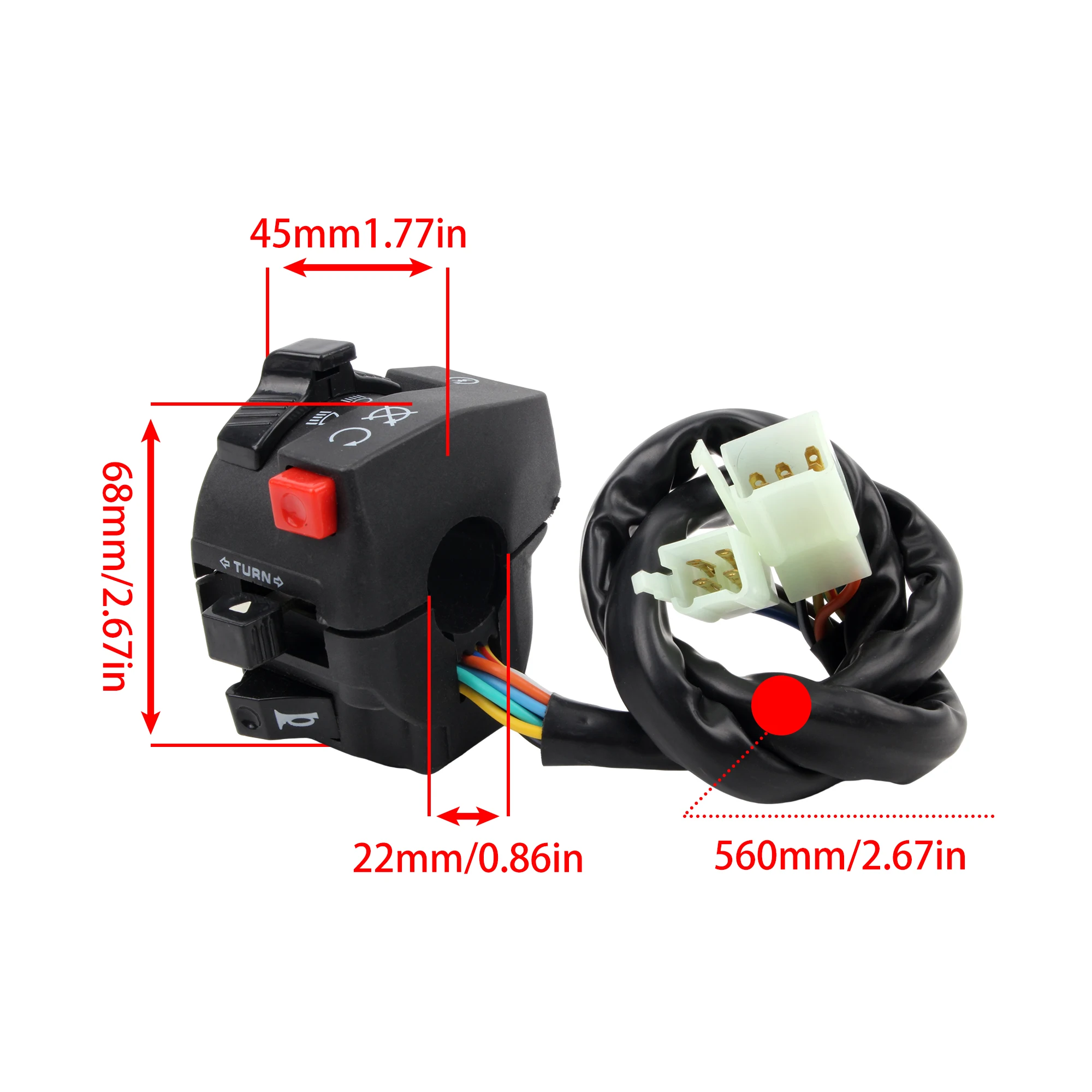 Motorcycle Handlebar Switch Assembly Multi-function Left Turn Signal Horn Starter Switch For 7/8