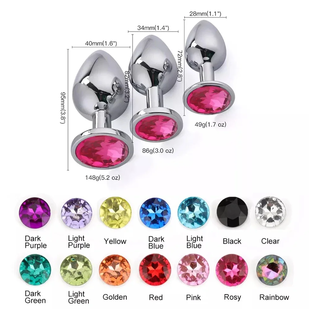 Metal Anal Plug Stainless Steel Butt Plug With Jewelry Colorful Crystal Anus Plug Anal Bead Adults Sex Toys for Women Adult Game