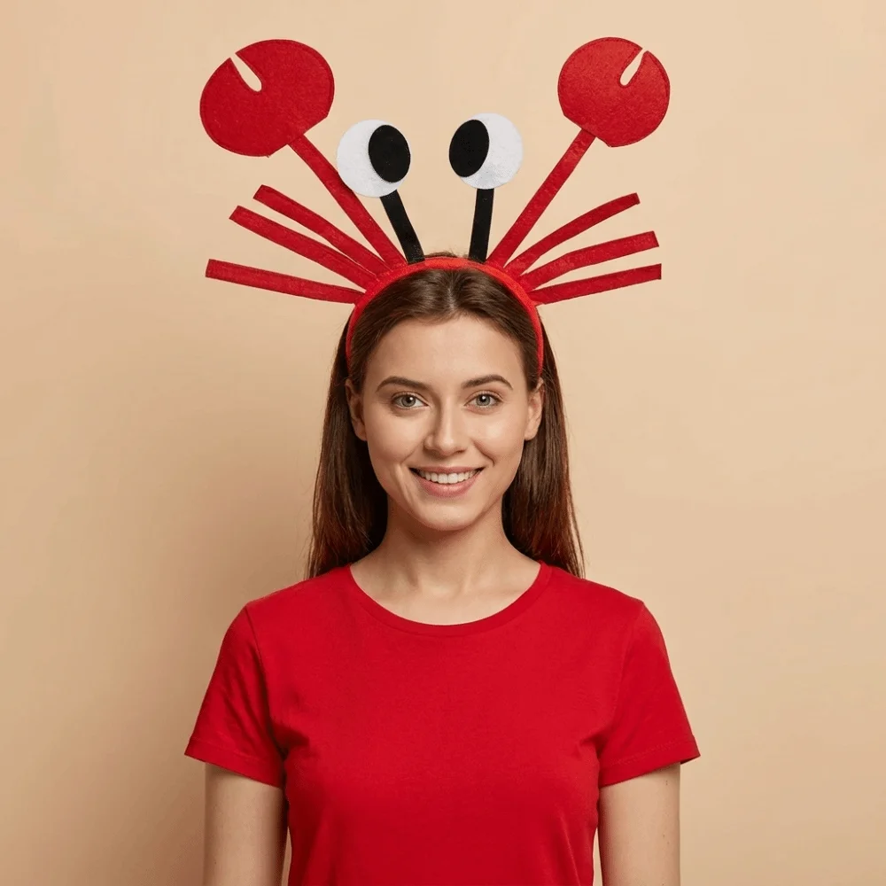 Performance Props Cartoon Crab Headband Animal Character with Gloves Animal Headgear Skirt Red Costume Headwear Cosplay Event