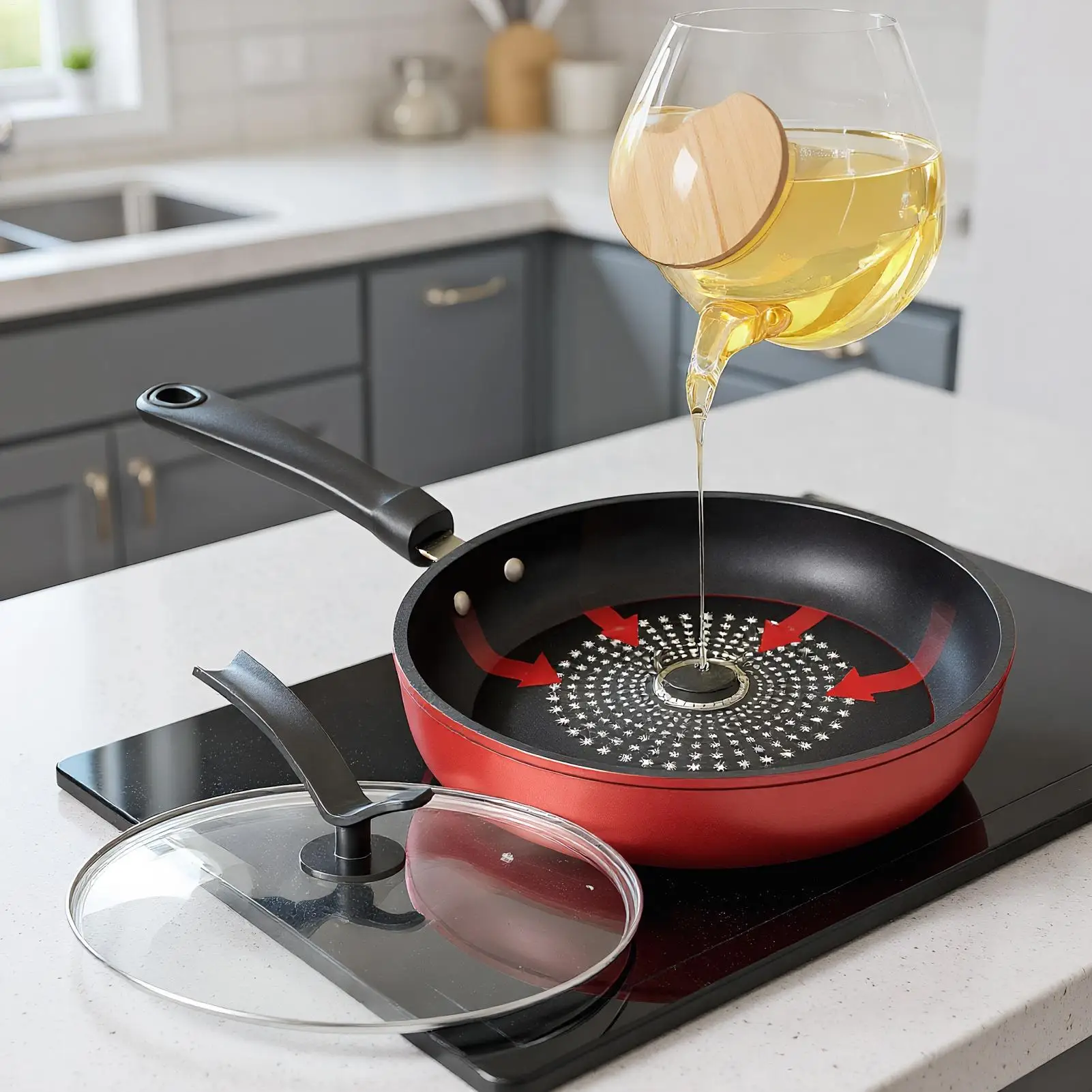 

Сковороды с антипригарным покрытием, сковорода с крышкой для индукционных плит, эргономичная сковорода для приготовления пищи, кухонный инструмент для завтрака