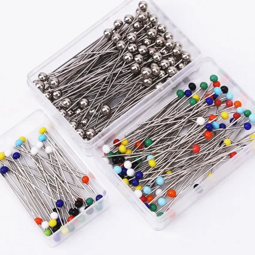 50/100Pcs DIY Sewing Crafts Pins Sewing Accessories Safety Pins Glass Ball Head Pins Mixed Colors Straight Quilting Needles Pin