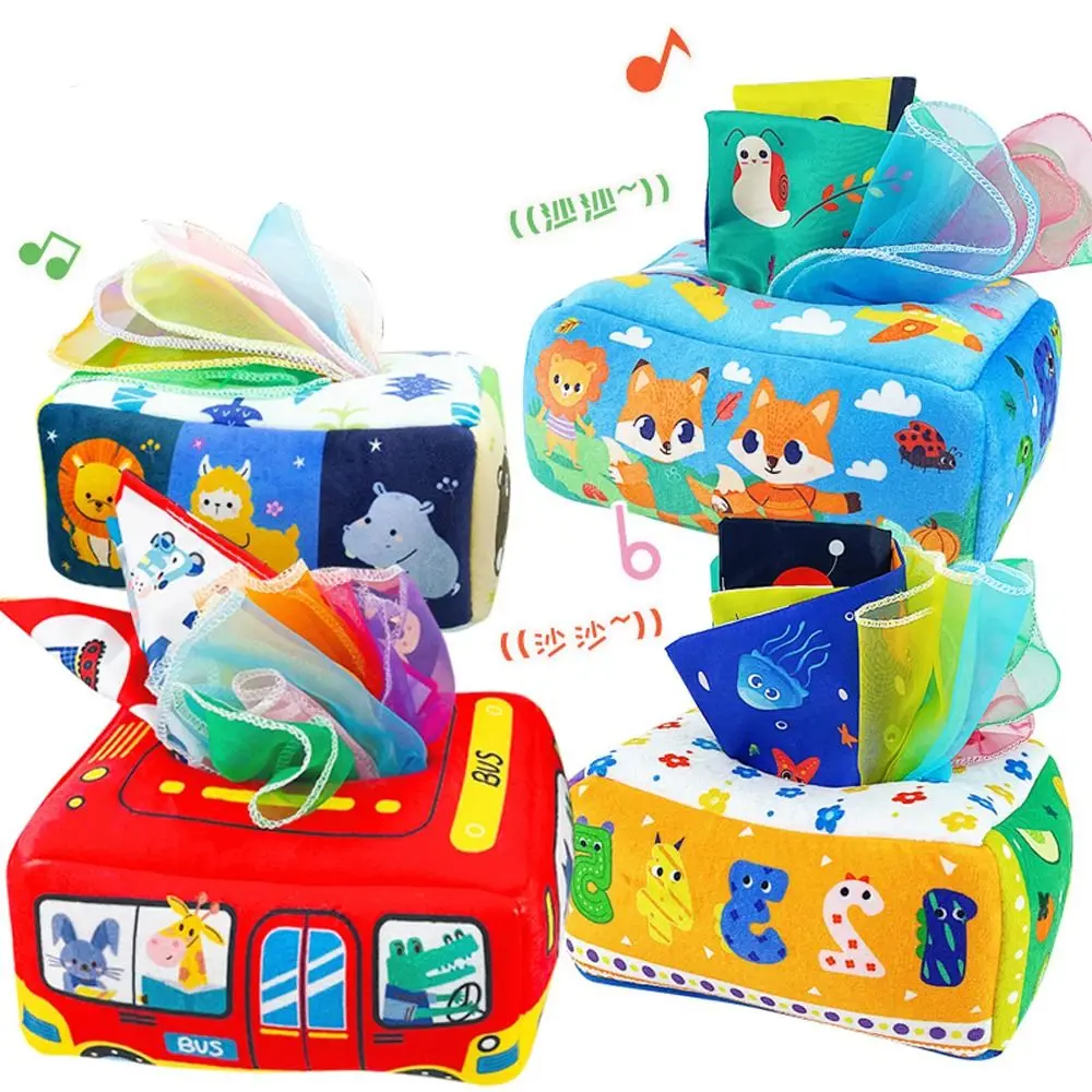 Letter Penguin Cartoon Kids Outer Space Magic Tissue Box Baby Sensory Toy Montessori Finger Exercise Pull Along Tissue Box