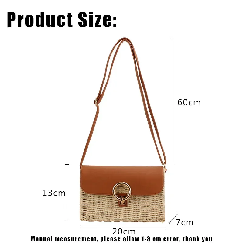 YoReAi Designer 2022 Summer Luxury Handbag for Women Straw Shoulder Bags Square Flip Woven Beach Bag Bohemia Mobile Phone Wallet