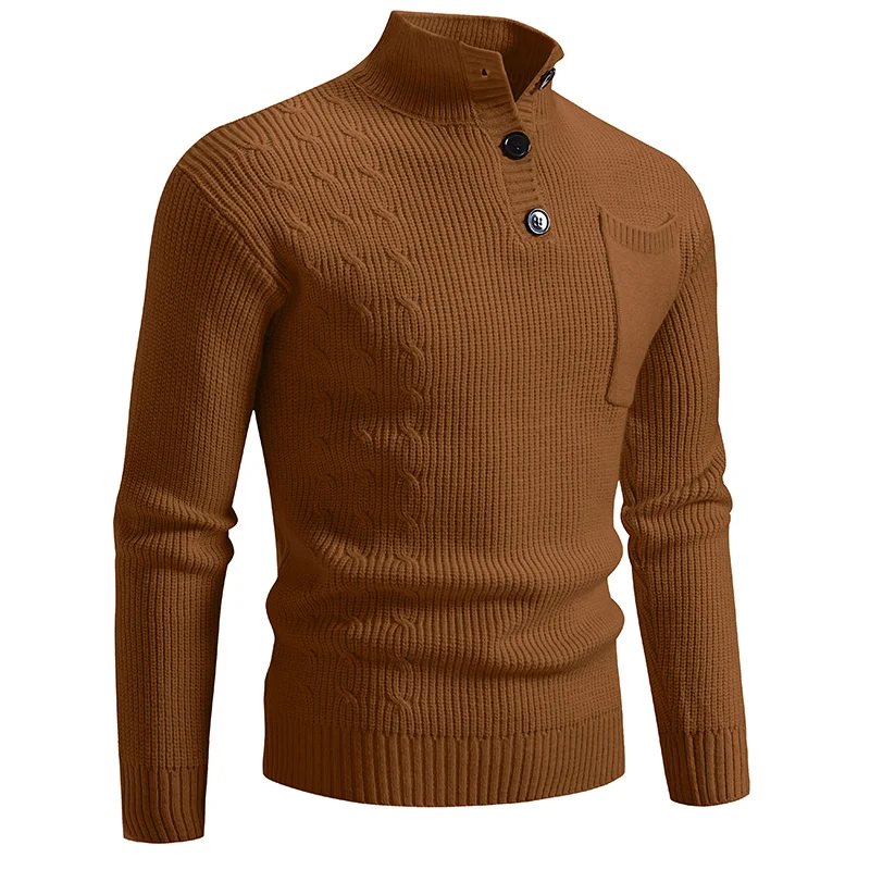Suéter Vintage para hombre, jerséis cálidos de diseñador con botones originales, Jersey para hombre 2025, ropa de otoño sólida de lujo
