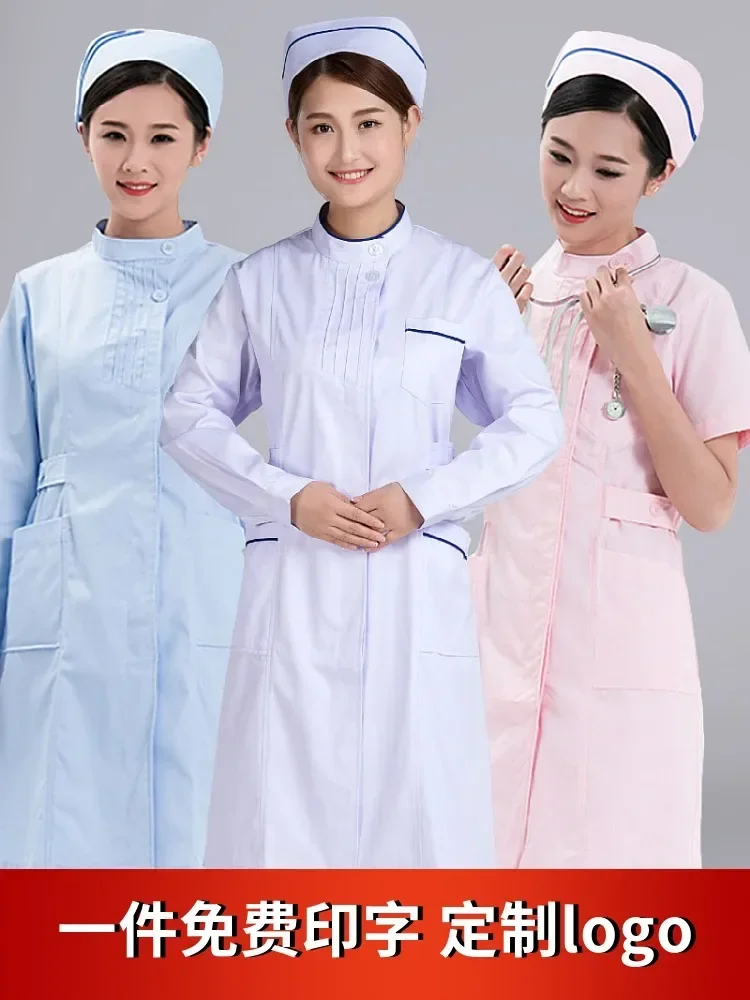 Nurse Uniform Long Sleeve Coat Women's Short Sleeve Pharmacy Oral Work Uniform