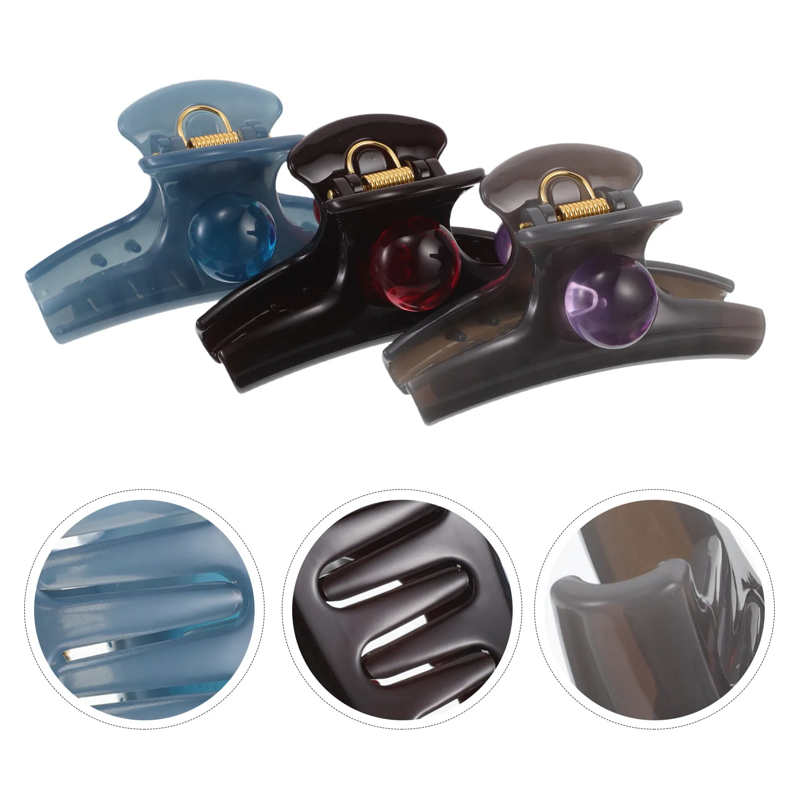 

3Pcs Transparent Round Bead Claw Hair Clips for Women Girls Minimalist Lightweight Non-Slip Bun Holder Stylish Everyday Jaw