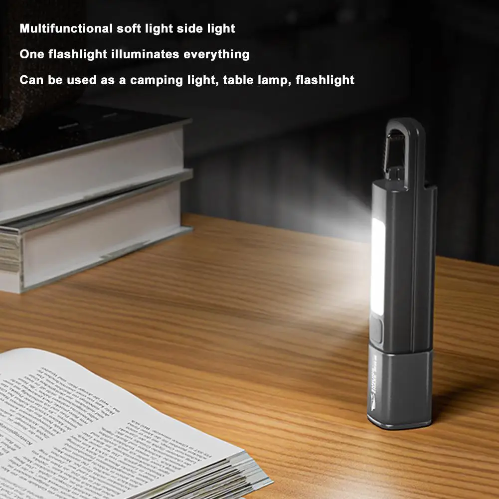 Mini Portable LED Flashlight USB Rechargeable With Hook Zoomable Torch Outdoor Camping Hiking Long-range Emergency Lantern