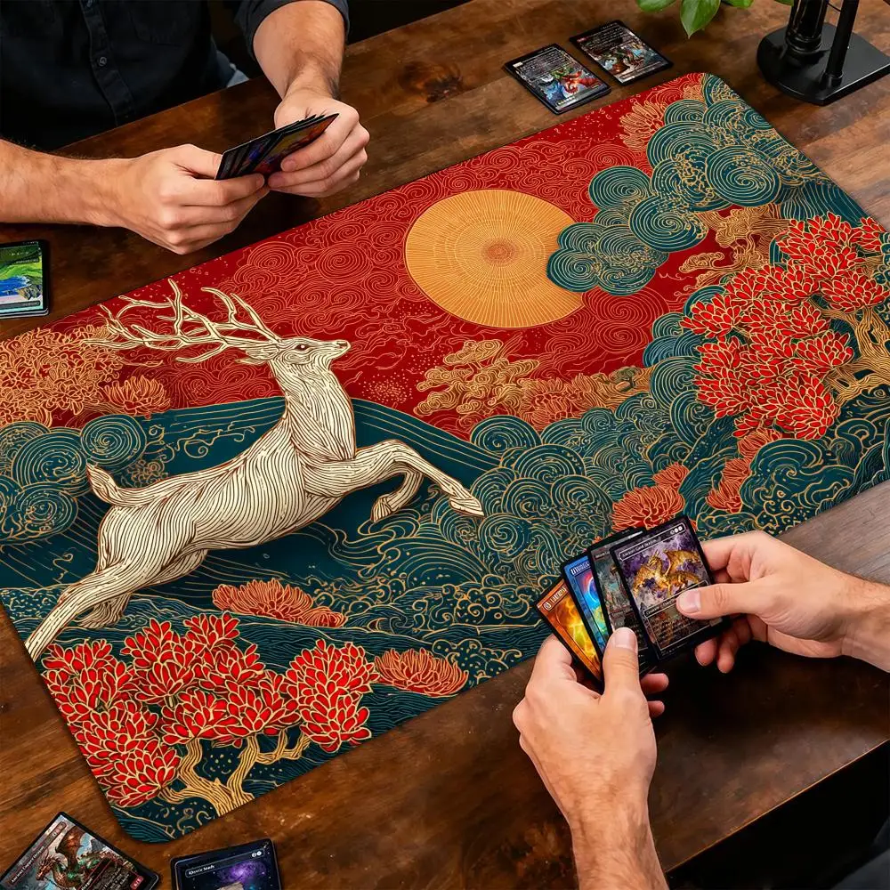 Gorgeous Scenery and Deer Magic Card Battle Mat TCG Playmat Anti-Slip Base 35X60CM Gathering Gaming Mats Board Game Mat for TCG