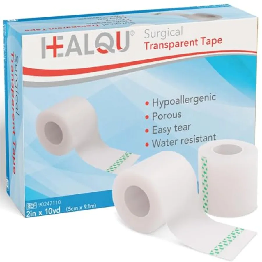 Surgical Tape, 6 Rolls, 2"x10yd -Transparent Medical Tape for Wound Care, Tubing, and First Aid Supplies—Breathable, See-Throug