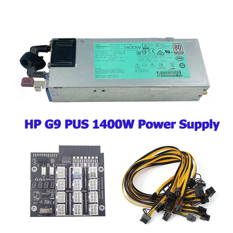 Refurbished ETH BTC PSU For HP DL388 G9 1400W Server Power Supply 733428-101 HSTNS-PD43 720620-B21 DPS-1400CB A 100% Test