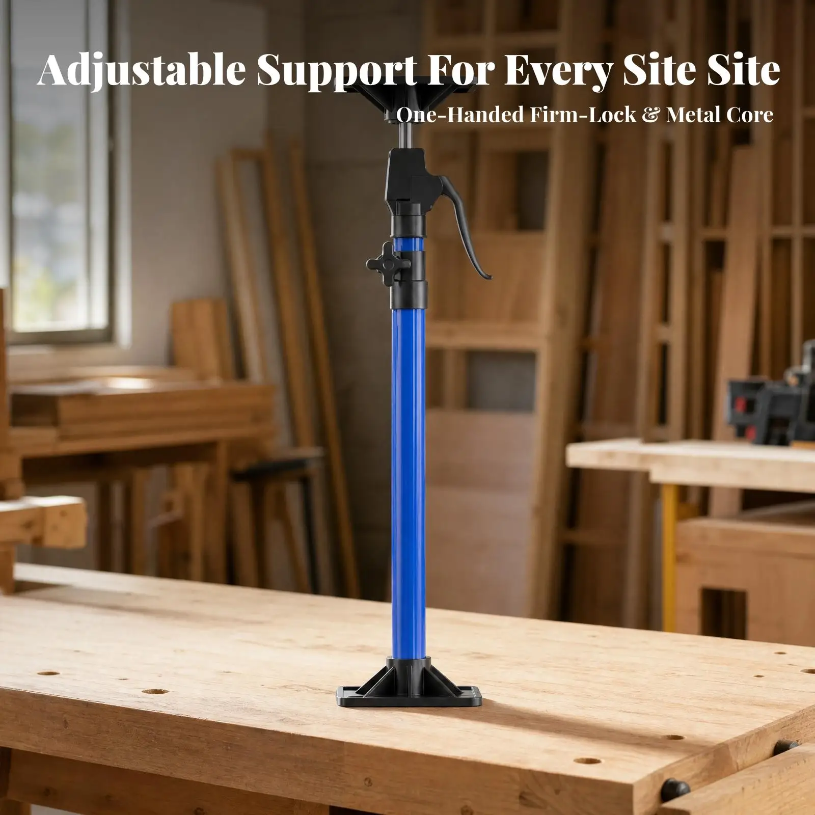 Cabinet Support Pole with Padded Plates Telescopic Rod for Wall and Ceiling Work Aluminum Build