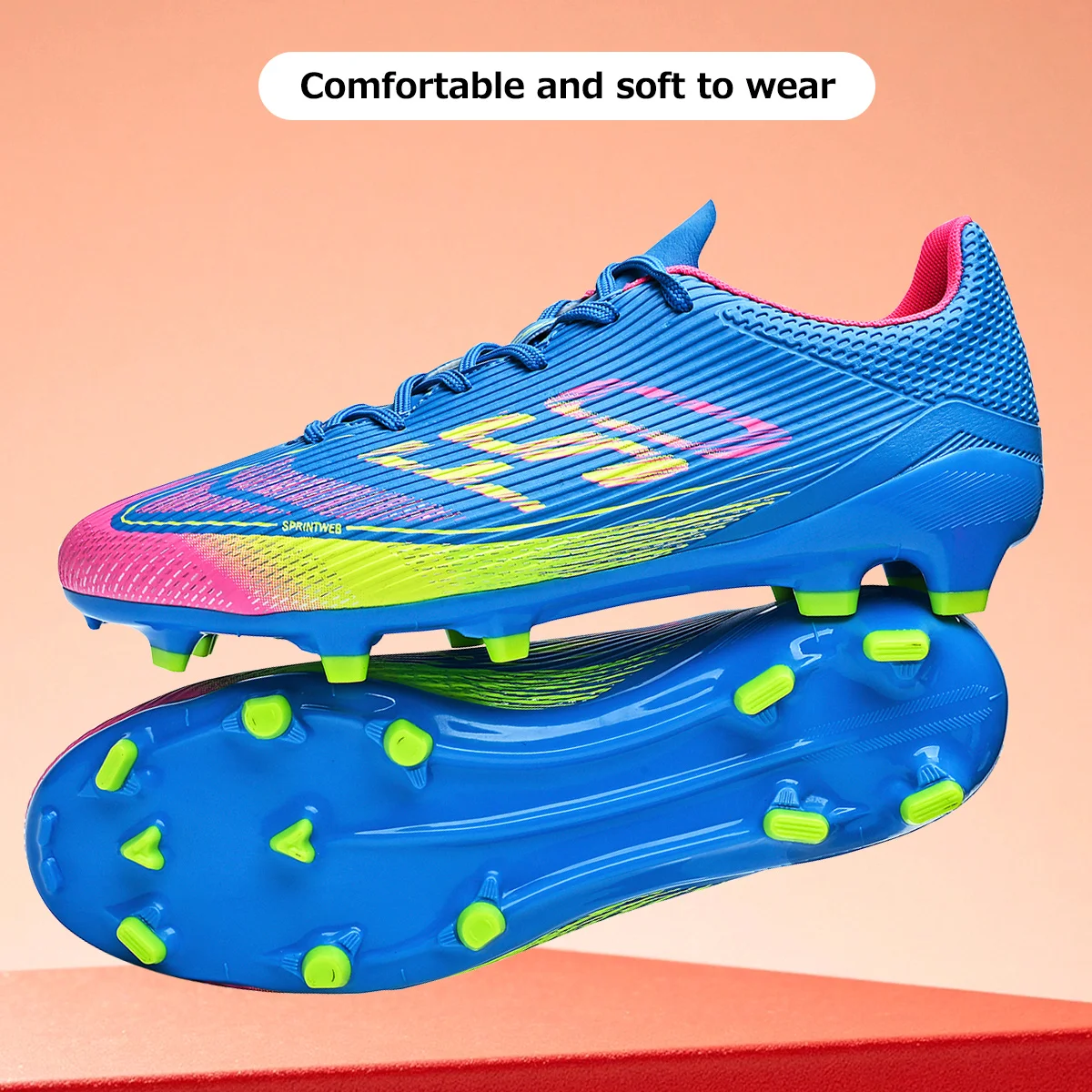 Adult Men's AG/FG Long Spike Football Shoes Outdoor Competition Comfort Breathable Shockproof Sneakers