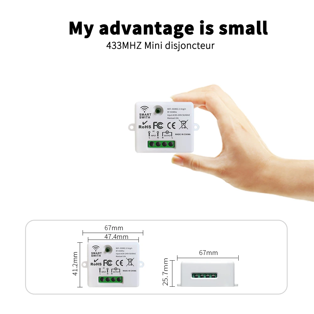 GERMA Mini WiFi RF Controller Tuya Smart Life APP + Touch Light RF 433Mhz Wall Timer โมดูล Google home 110V 220V