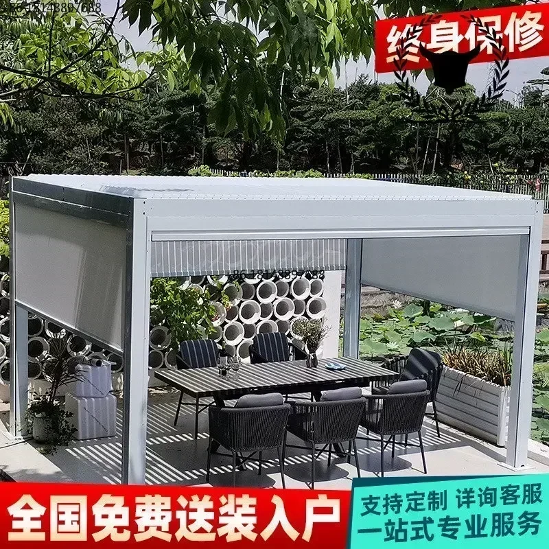 Pavilion, outdoor courtyard, leisure louver, sunshade, simple Chinese villa,  electric aluminum alloy rain shelter