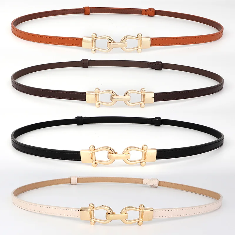Brand soft cowhide thin belt ladies decorative dress adjustable black belt female fashion luxury leather belt women