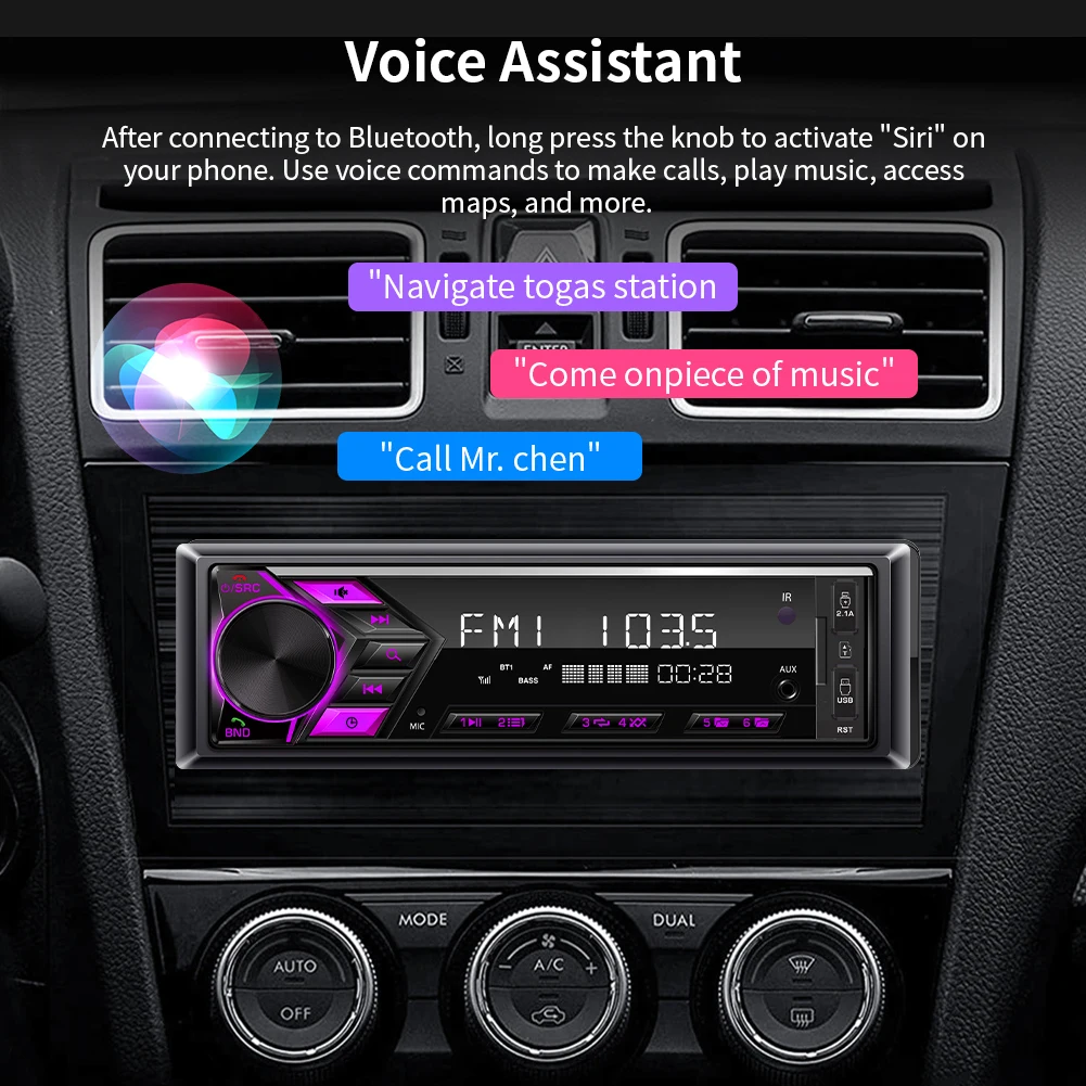 1Din راديو السيارة MP3 بلوتوث AUX TF بطاقة USB دعم شحن الهاتف راديو FM الصوت EQ ستيريو العالمي الصوت مشغل وسائط متعددة