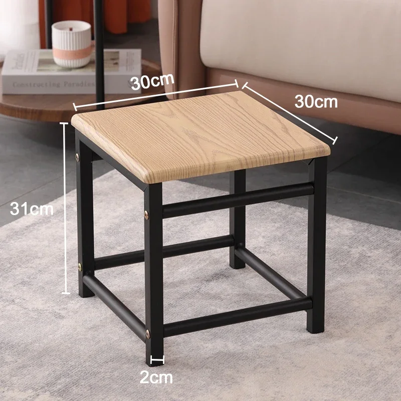 Household Use Hallway Simple Living Room Stool Shoe Changing Stool Ottomans Square Furniture Small Chair Wood Low Home