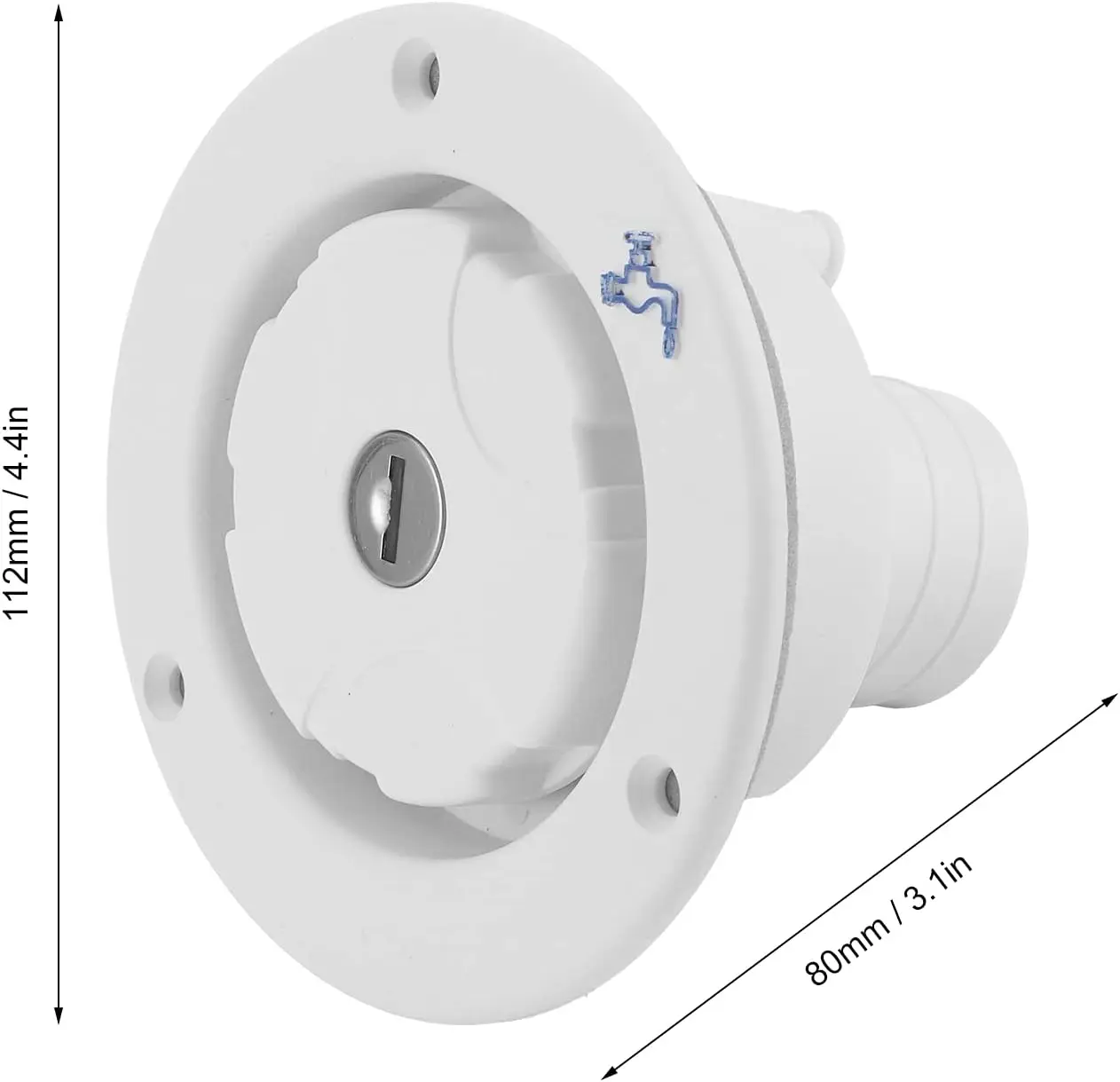 ช่องเติมน้ำแรงโน้มถ่วง RV และฝาปิดสำหรับตัวเรือนช่องเติมน้ำสะอาด Fiamma พร้อมฝาล็อคและกุญแจ 2 ดอก สำหรับอุปกรณ์เสริมรถบ้านและรถคาราวาน