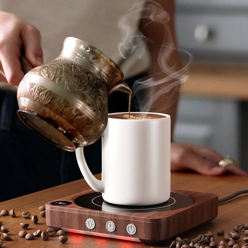 Chauffe-tasse avec affichage de la température, chauffe-tasse à café, arrêt automatique, bougie en bois, bureau, 36W, 2-12 heures