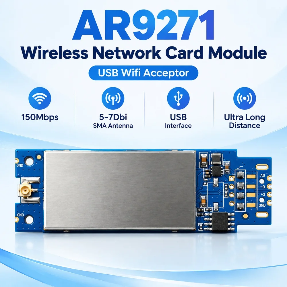 AR9271 Wireless Network Card Module USB Wifi Acceptor 150Mbps 5V 5-7Dbi SMA Antenna Industrial Grade Ultra Long Distance