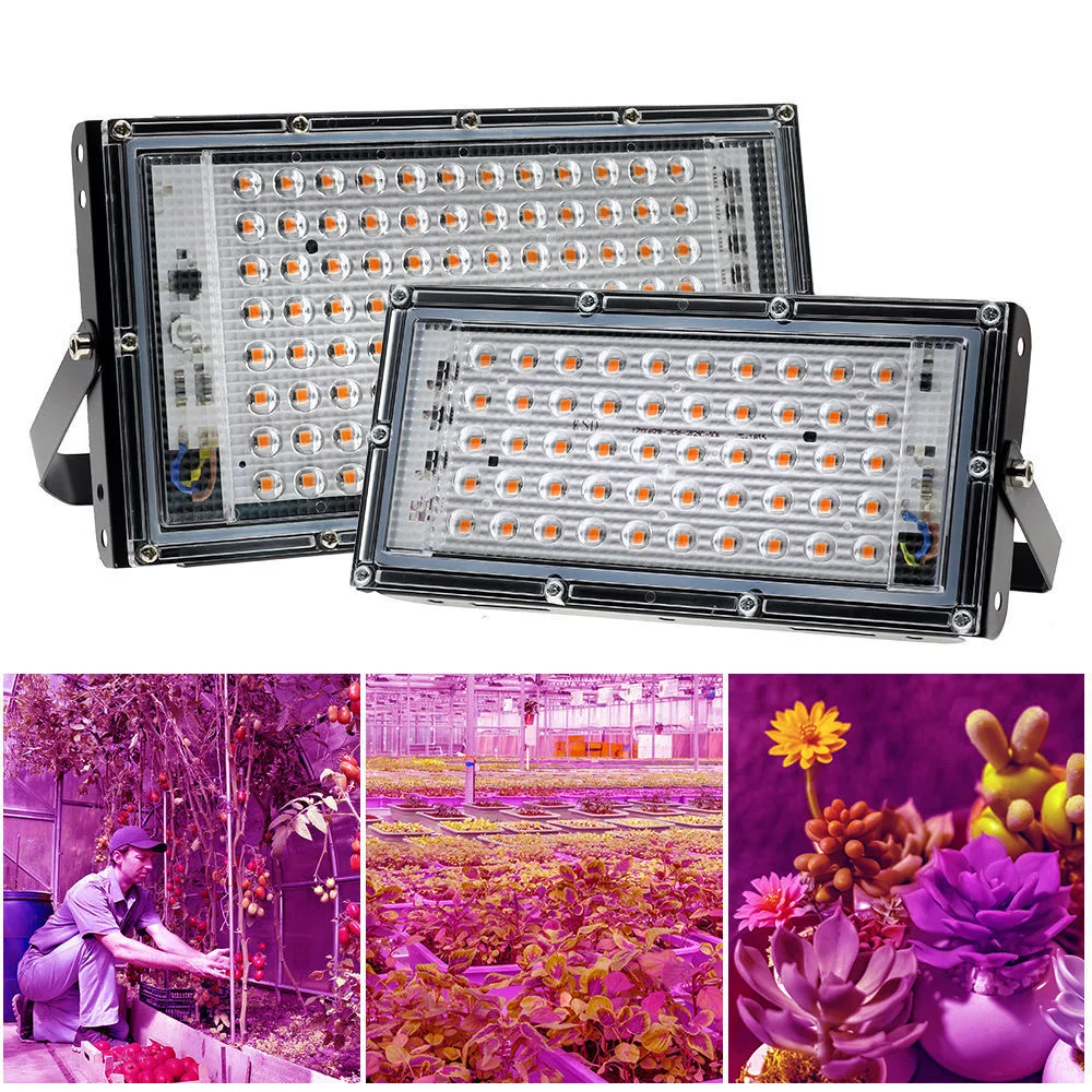 水耕栽培用LED成長ランプ,220V,110V,50W,100W,380-440nm,EUプラグ付き,温室,水耕栽培用