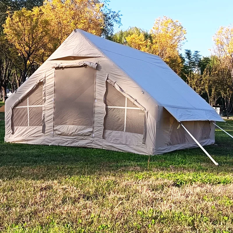 #￥Outdoor Camping Four-season Waterproof Quick Open Inflatable Tent Travel Portable Oxford Cloth Single Door Multi Person