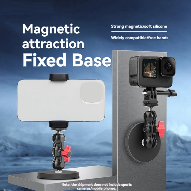 Magnet Camera Mount For DJI Action 5 Pro With Rotation Dual Ball Head Arm Magnetic Stand For Car Magnetic Bracket