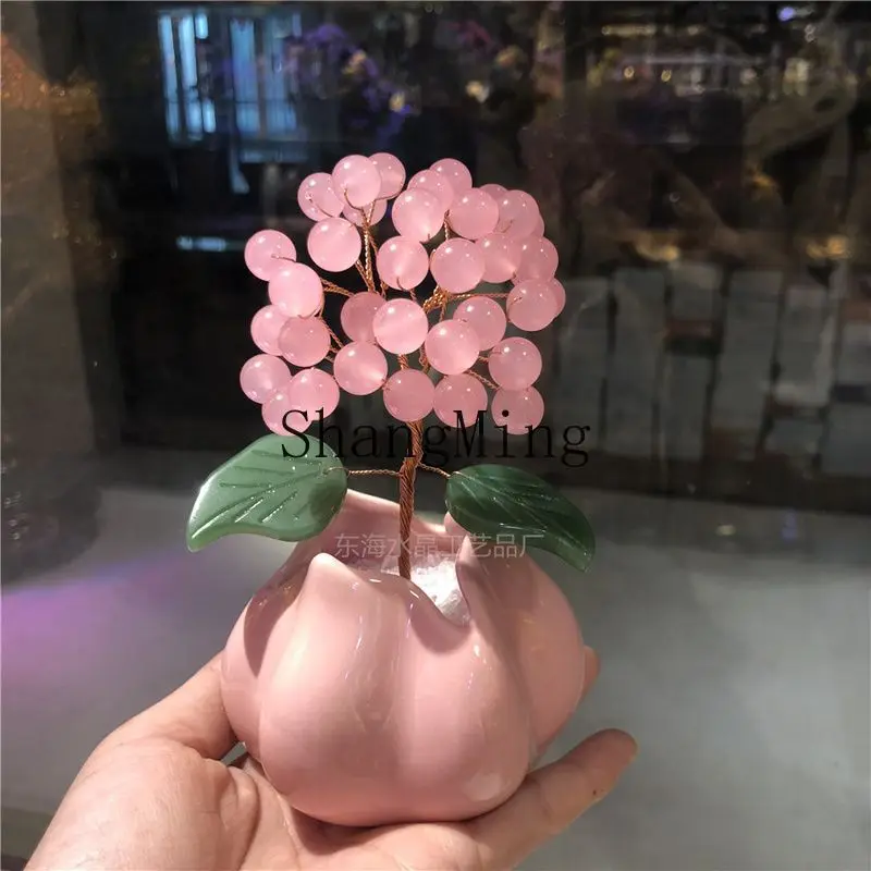 

CL yellow red pink chalcedony home ornament handmade ornament cute girlfriend gift crystal small tree friend