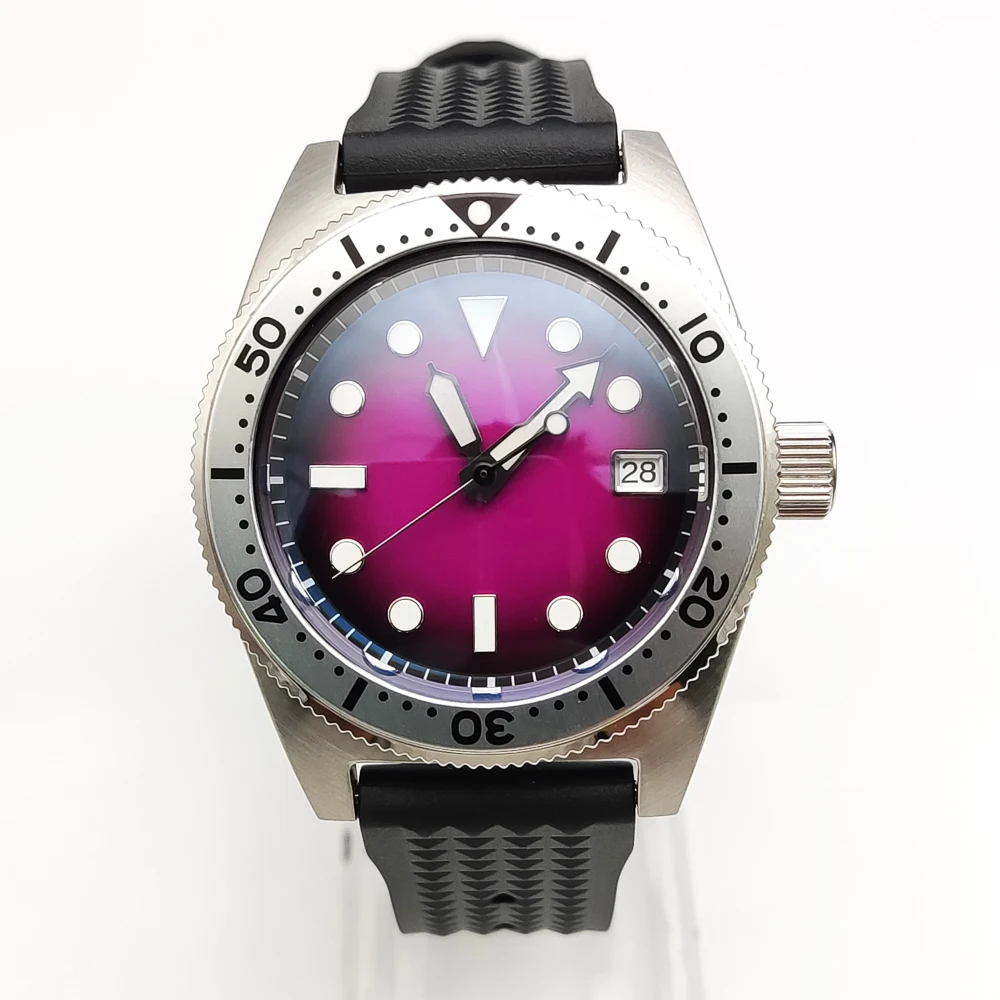 38MM Automatic Men's Mechanical Watch Purple Dial Luminous Japanese NH35 Stainless Steel Case Sapphire Automatic Watch