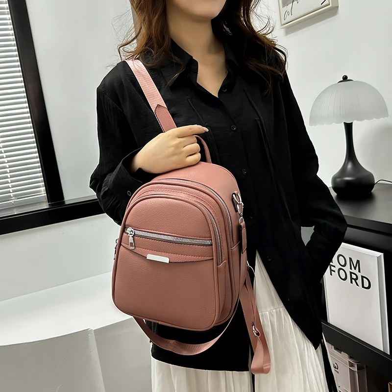 Multi Functional Female Backpack High Quality Leather Mochilas Luxurious Women\'s Designer Brand Backpacks Travel Bagpack Sac