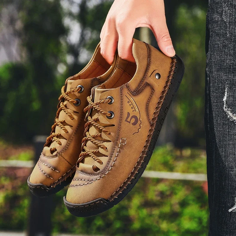 

Новые мужские кожаные повседневные туфли для улицы, удобные, высококачественные, модные, мягкие, классические, нескользящие, на плоской подошве, мокасины, трендовые