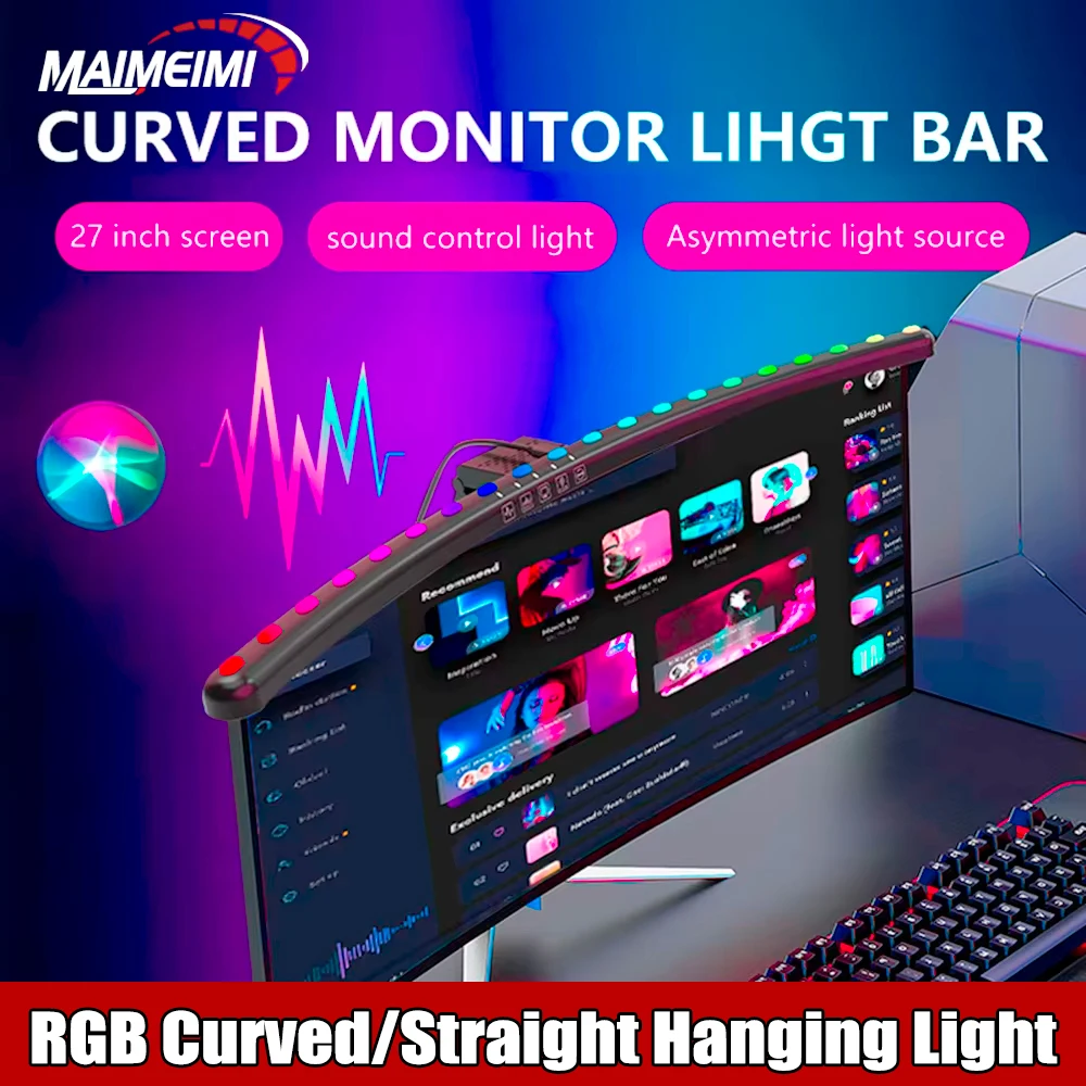 

Настольная лампа 60 см, светодиодная RGB, изогнутая, прямая, компьютерный монитор, экран, подвесной светильник, USB, 3 цвета, с регулируемой яркостью, настольная лампа для чтения