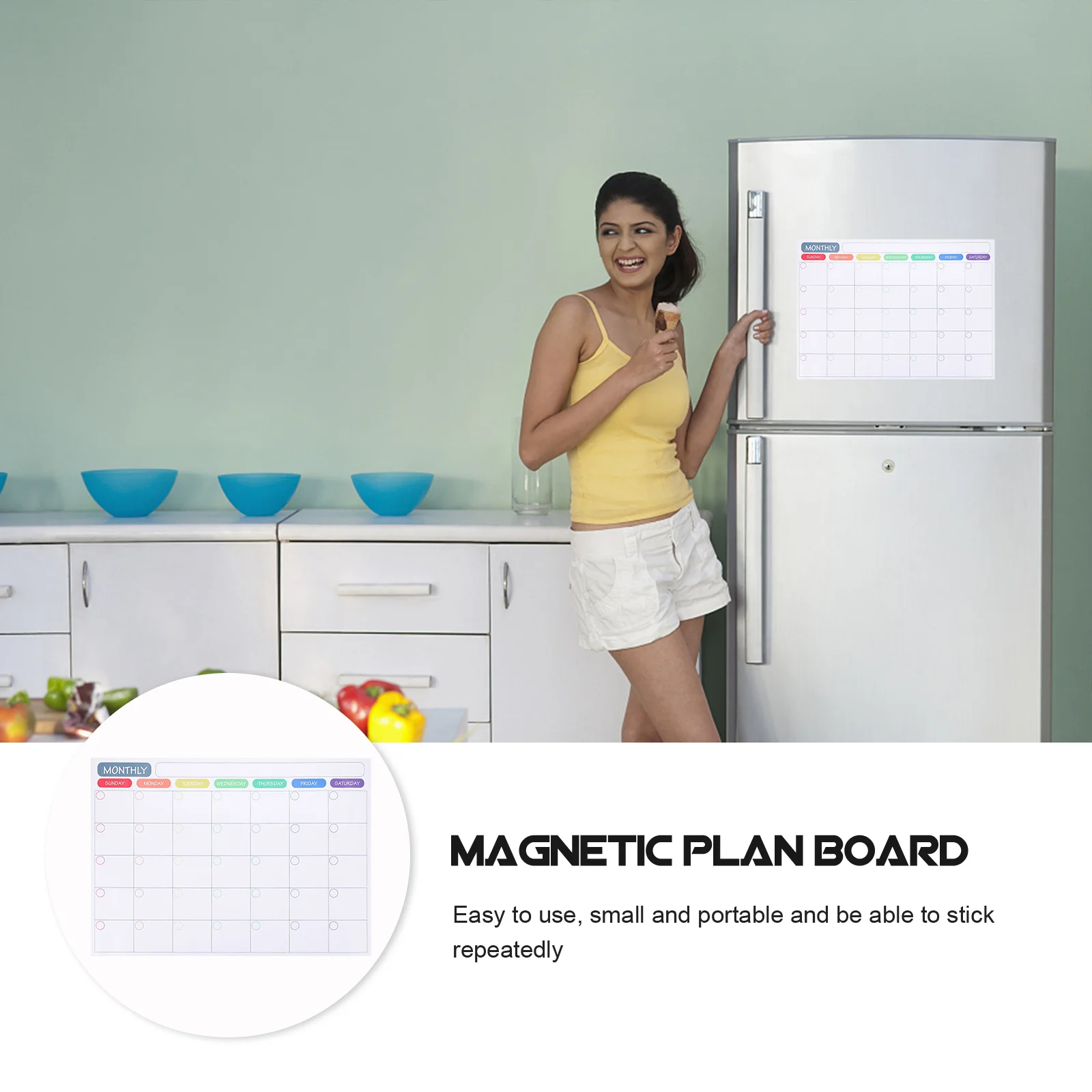 Calendario magnetico cancellabile a secco Lavagna per frigorifero piccola Materiale per animali domestici Organizzatore mensile riutilizzabile Calendario magnetico cancellabile a secco