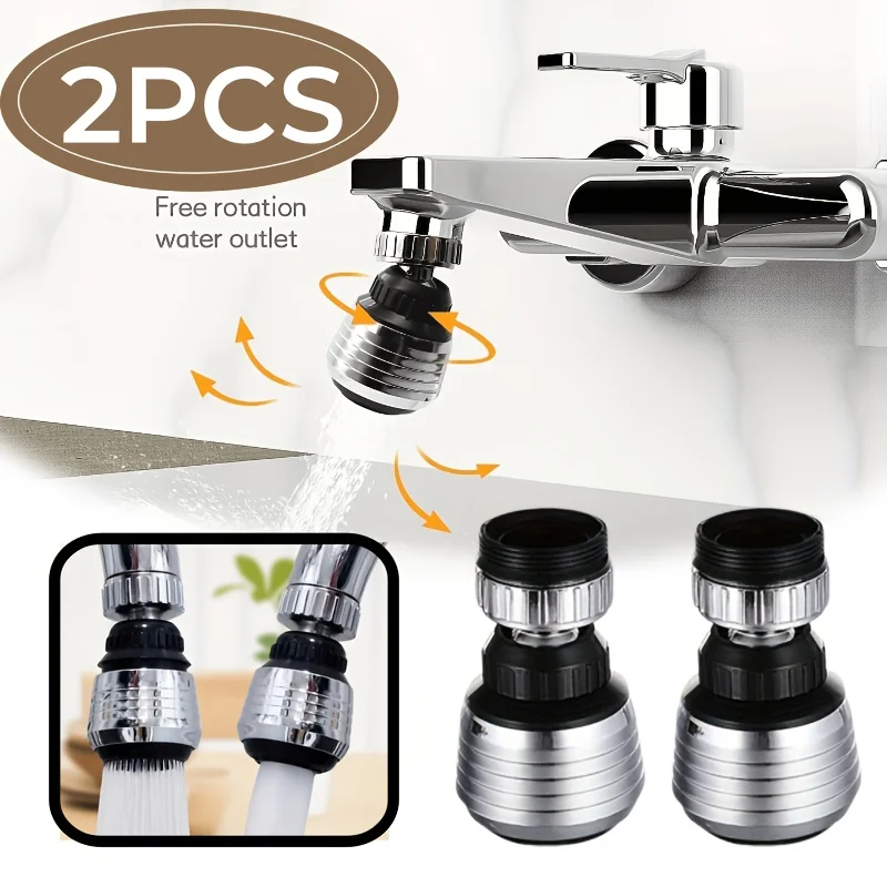 2Pcs 360° Rotating Water Saving Faucet Splash Proof Nozzle Steam Aroma Diffuser Filter Dual Mode Universal Thread Adapter Kitche