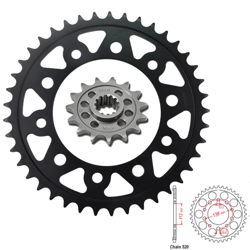 

LOPOR 520 CNC 15T/41T Front Rear Motorcycle Sprocket for Honda CB500 CB500F 13-20 CB500X 13-18 CB500R 13-20 CB 500 X R F