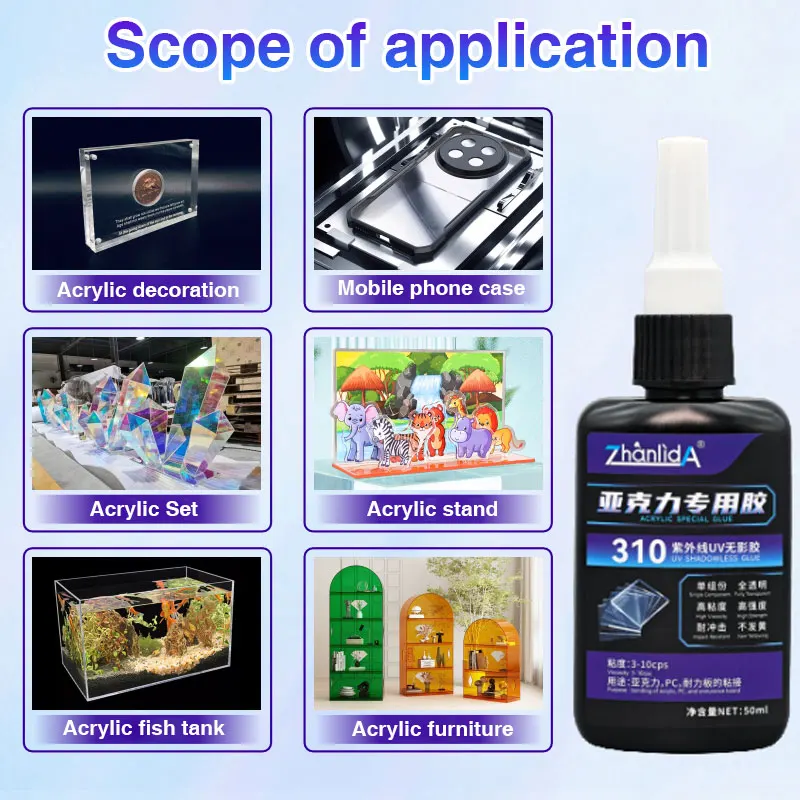 Cola transparente super forte 50ml 310 para capa de celular de placa de PC acrílica