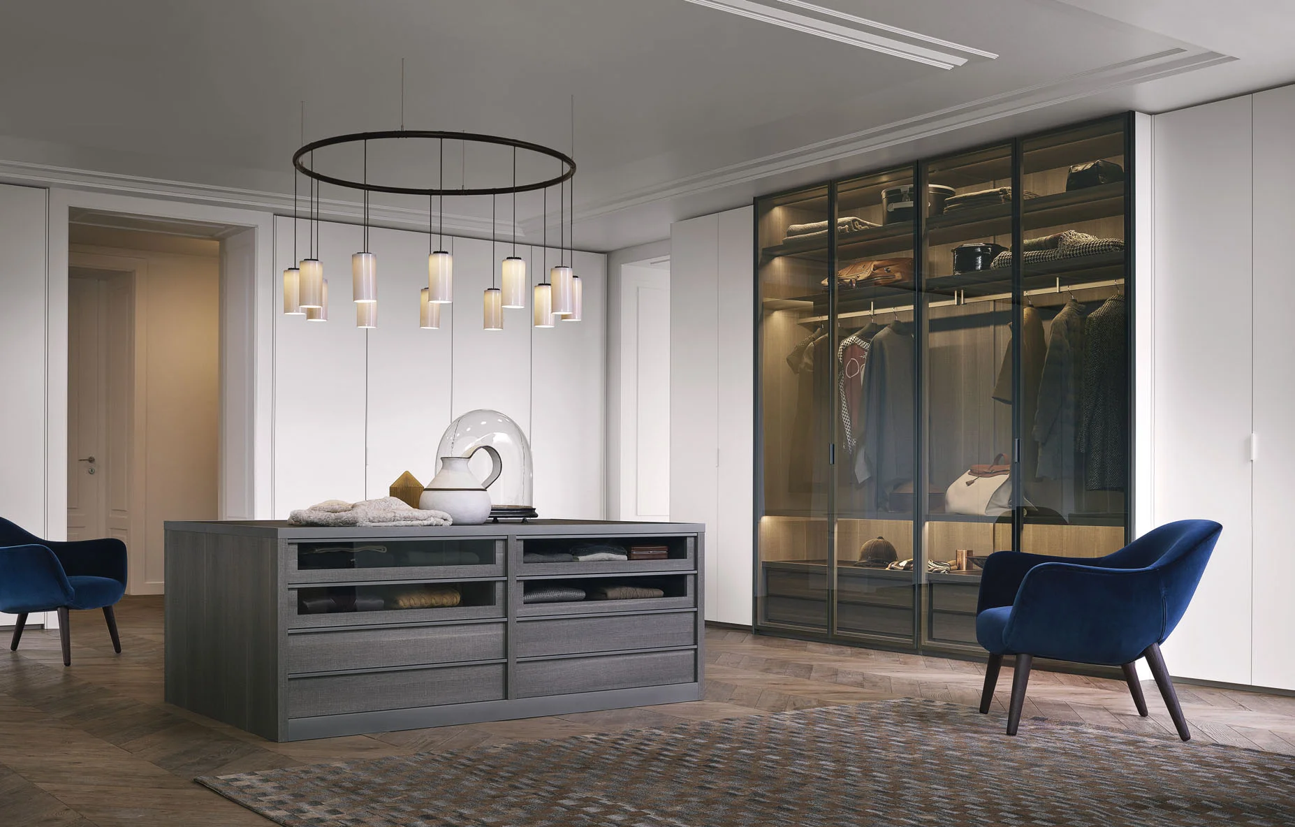 أنظمة خزانة المشي الحديثة الفاخرة المخصصة في خزانة الملابس تصميم خزائن مرحاض خشبية لخزانة الملابس المفتوحة #4