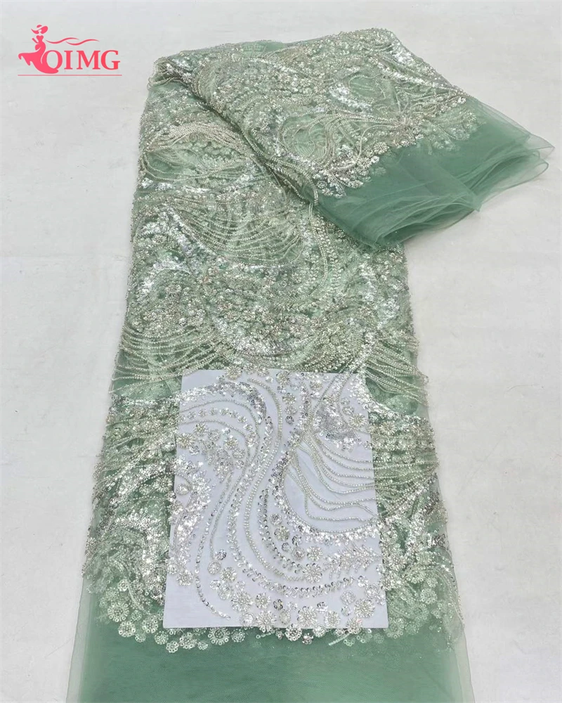 

OIMG 2024 Роскошная Тяжелая кружевная ткань ручной работы, фатиновая кружевная ткань для свадебного платья