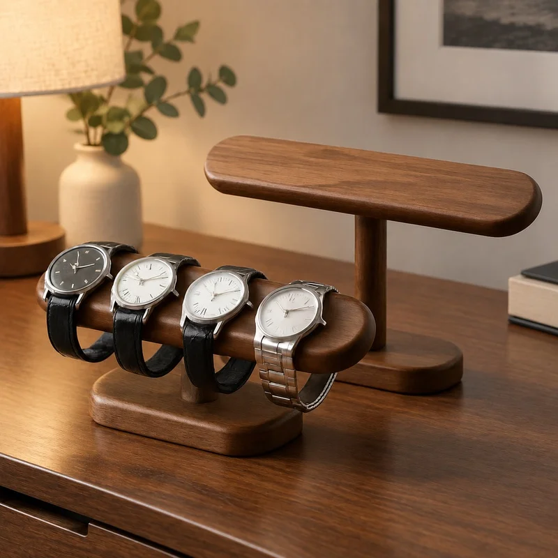 Countertop Display Rack Made of Wood for Organizing Chains and Anklets, Single Piece Jewelry and Watch Holder