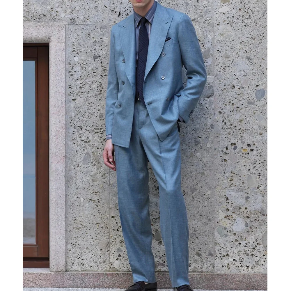 

Mens Suits 2 Piece Set Double Breasted Notch Lapel Suit Comfortable Casual Slim Fit Fashion Men Suits Set for Wedding Business P