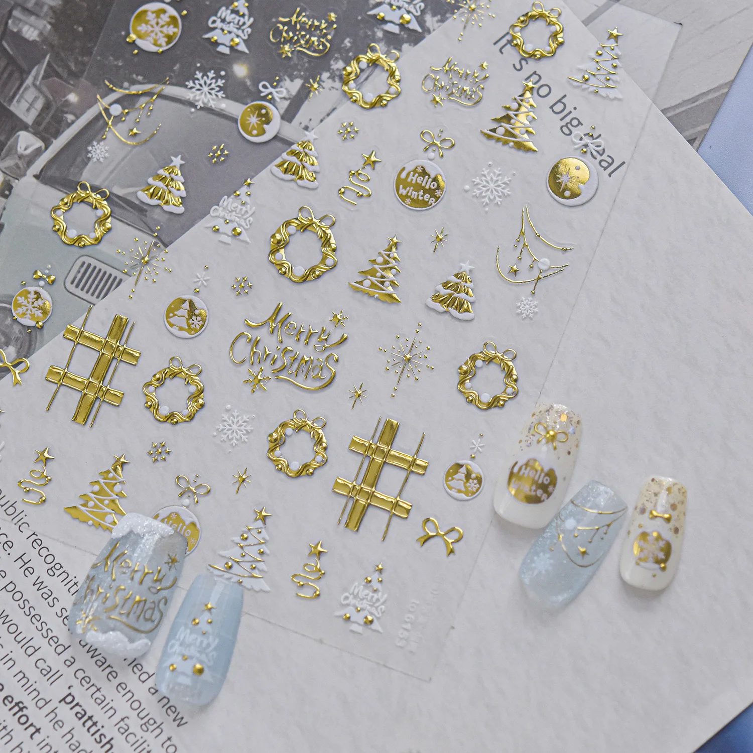 Xmas Winter 5D Nail Art Sticke - огляд і ціна Nail Art Xmas Tree