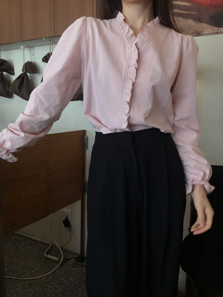 

Шикарный свободный женский топ с деревянными шнурками и одной пуговицей, сладкий антивозрастной топ Bell Sve для занятий на работу