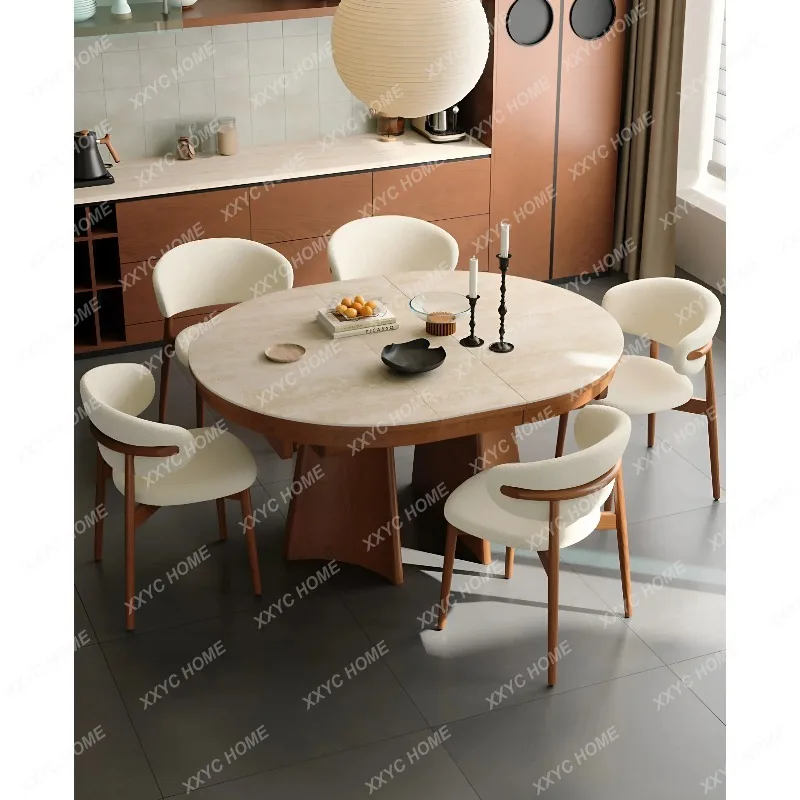 XXSolid Wood Sintered Stone Multi-functional Folding Extendable Dining Table For Small & Large Spaces