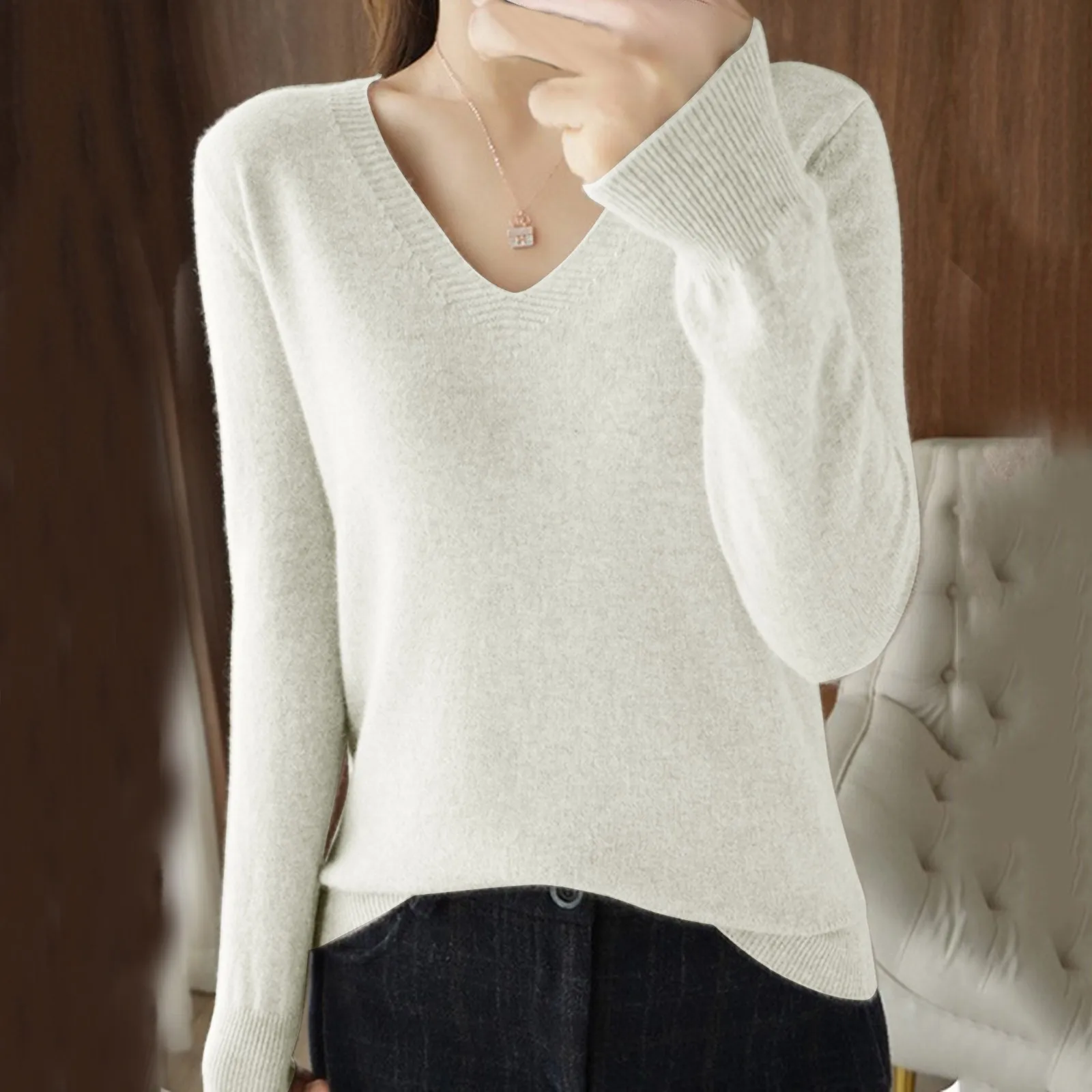 Classic Sweaters Round Neck Pullover Women Keep Warm Long Sleeve Jumper Woman Autumn Winter Solid Color Bottoming Shirt Female