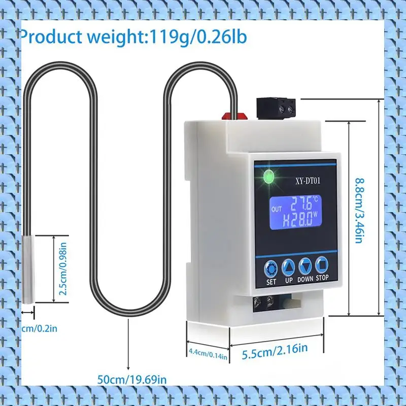

Цифровой регулятор температуры NOCM 2X XY-DT01 -40-110 ° C Цифровой микроцифровой термостат с ЖК-дисплеем и датчиком