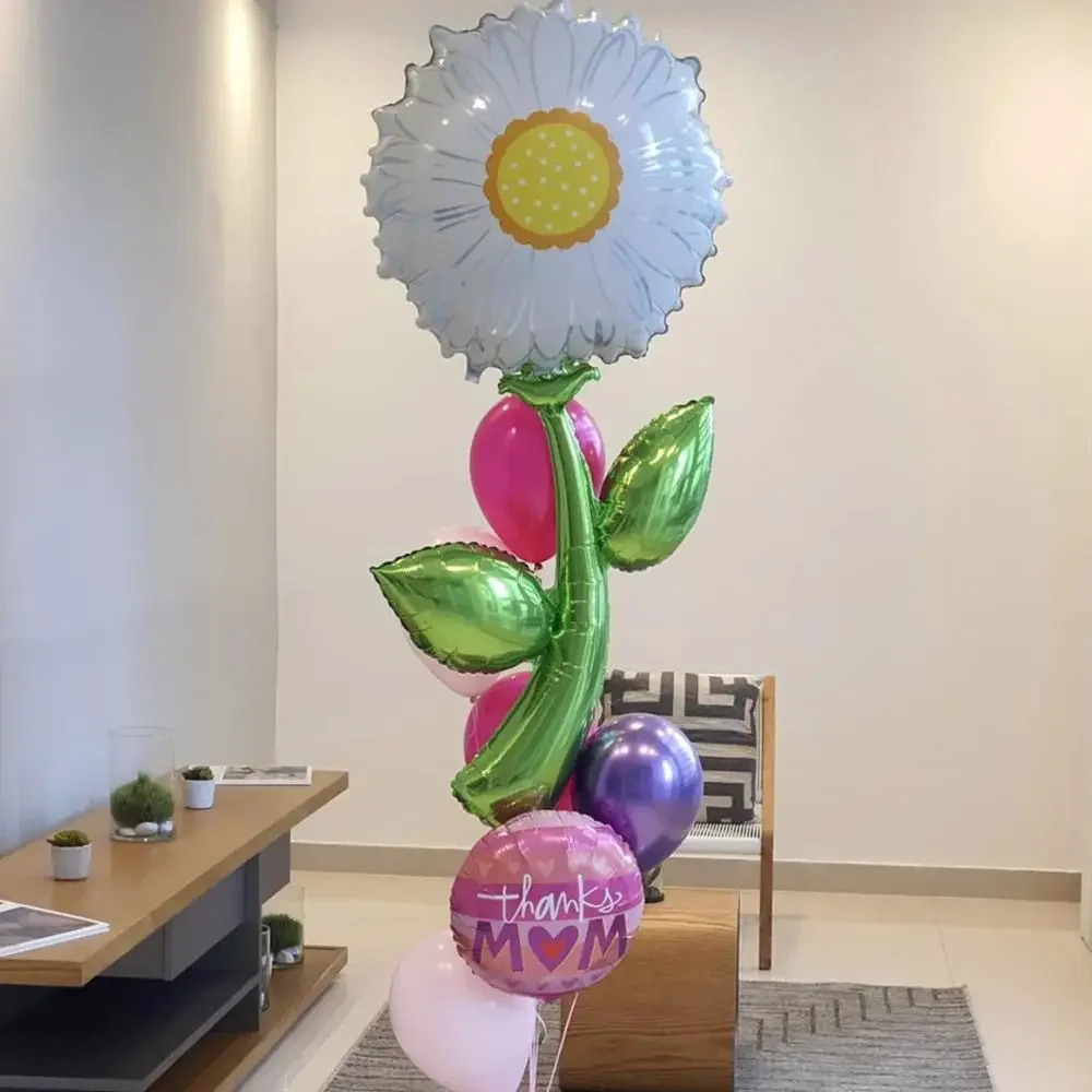 5PC Sunflower Daisy Rose Tulip Helium Foil Balloons - Theme Party Decoration for Mother's Day, Valentine's Day, Wedding, Birthda