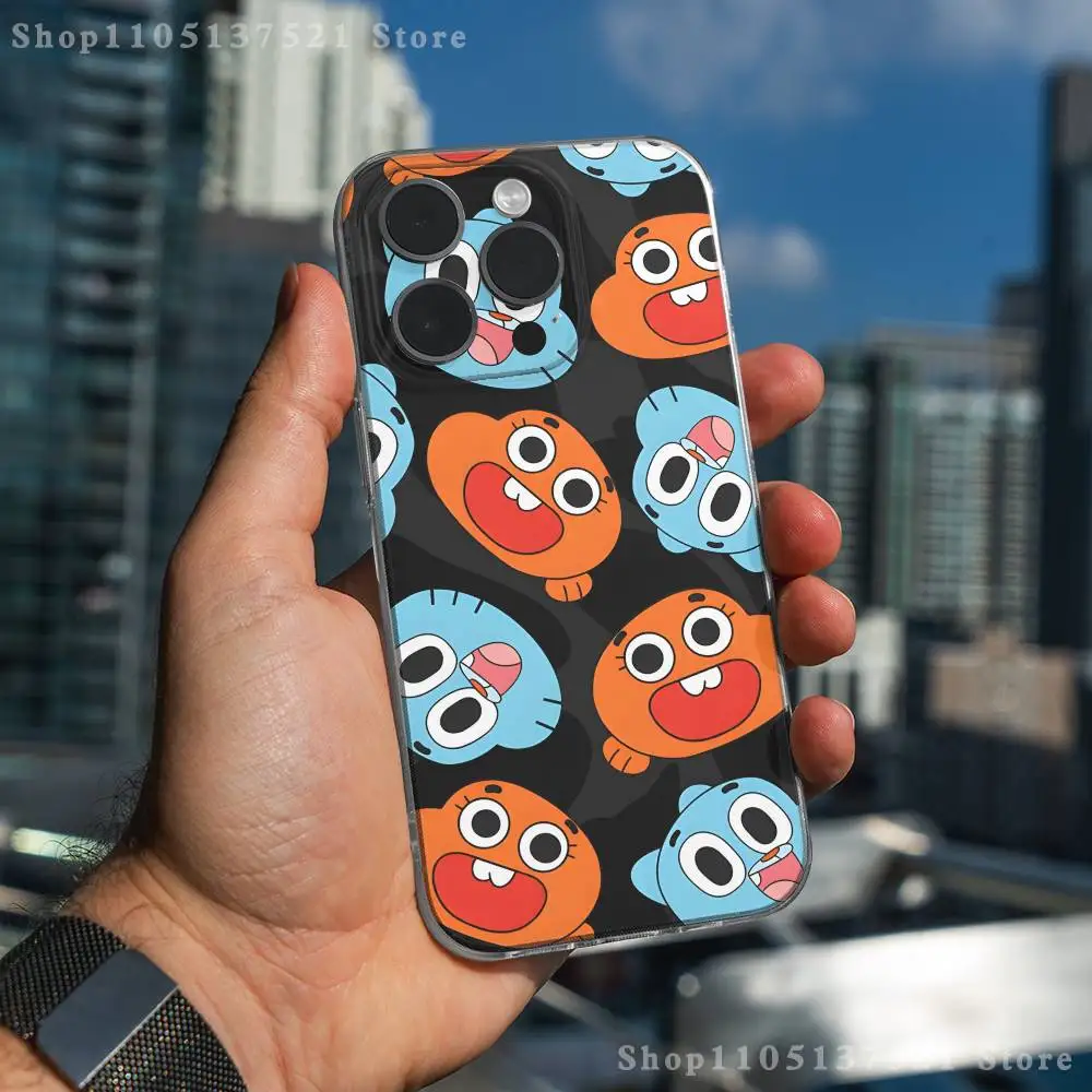 Funda de teléfono G-Gumball y D-Darwin para iPhone 17,16,15,14,13,12,11 Pro,Max,Plus,X,XS,XR,SE4,E Mini funda suave transparente